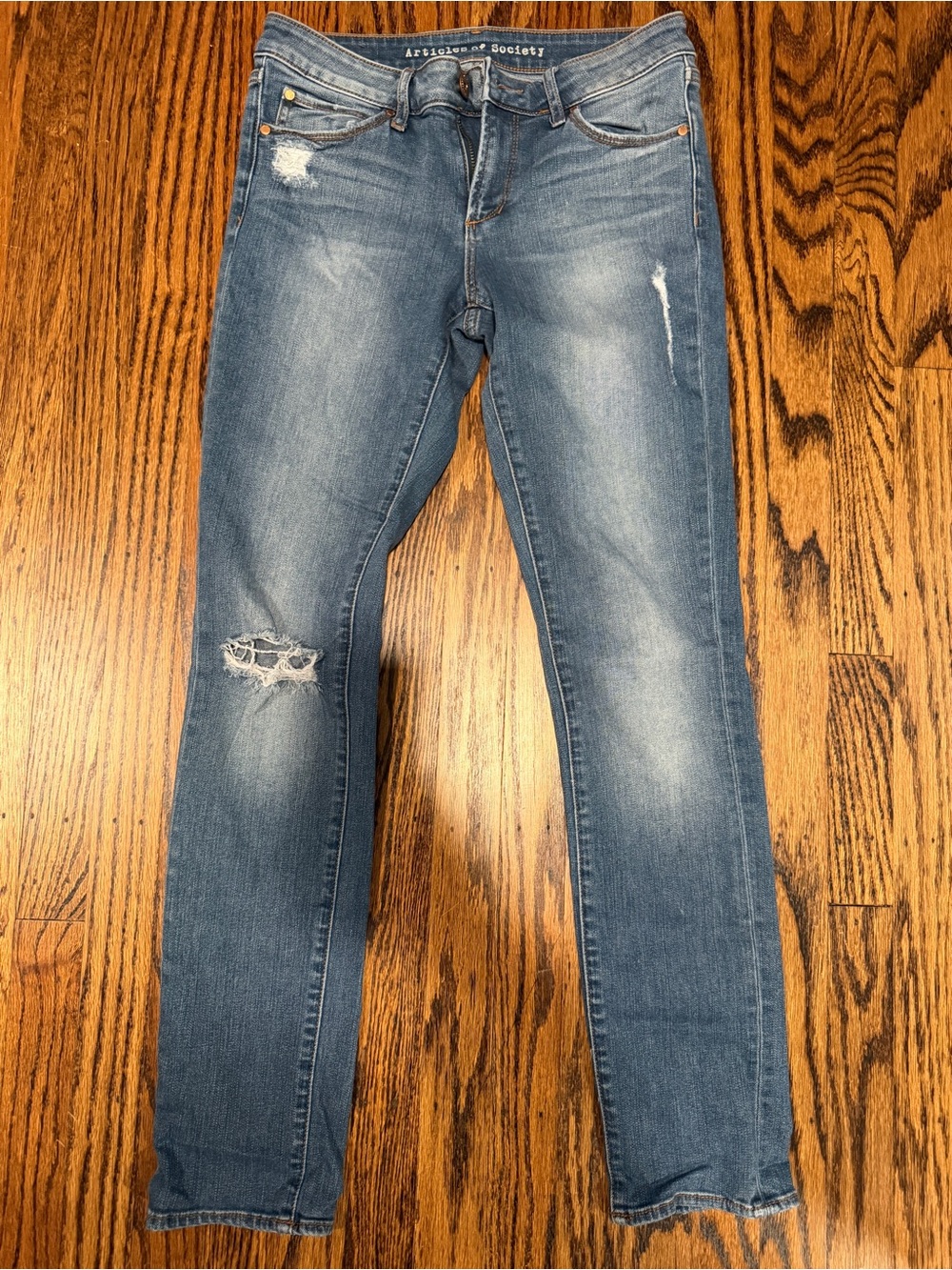 Articles Of Society Distressed Medium Blue Skinny Jeans